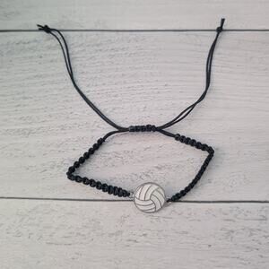 Adjustable Bracelet - Black with Soccer Charm